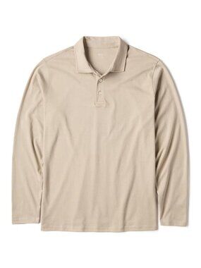 WILLS Men's Aloeknit Long Sleeve Polo Size M In Taupe